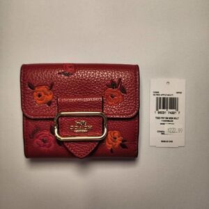 NWT Coach CE669 Small Morgan Wallet With Peony Print